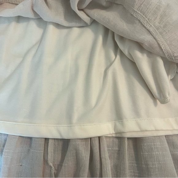 Listicle Tiered Ruffle Trim A Line Flowy Mini Dress Linen Medium - Picture 8 of 13